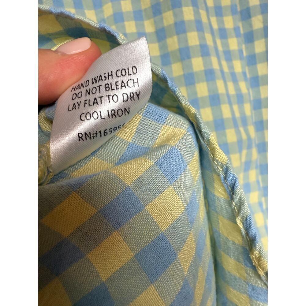 Anniewear Yellow Blue Gingham Puff Sleeve Top Sz. L - Picture 8 of 8